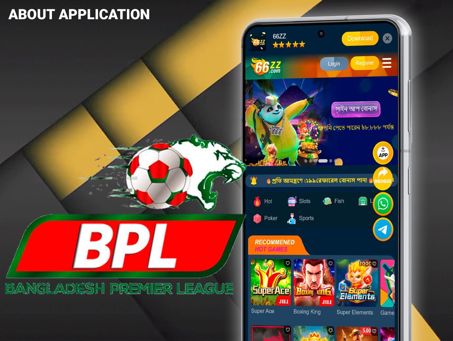 Key data regarding the mobile application from the 66zz platform